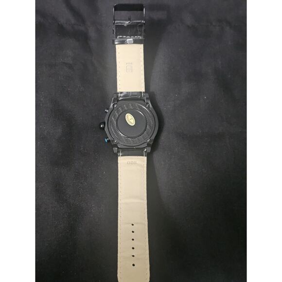 54.1mm black crystal stone Fashion Analog Quartz watch w/Black Faux Leather Band main image 6
